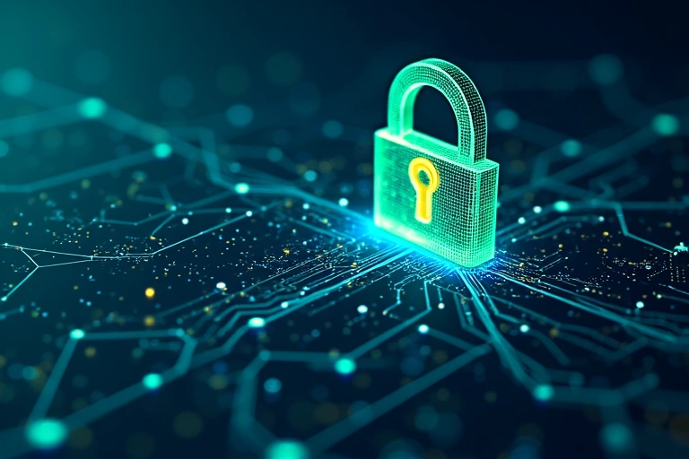Ilustracja przedstawiająca cyfrowe bezpieczeństwo danych
